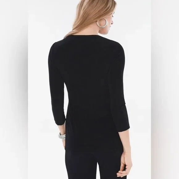 NWT Chico’s Travelers Collection Mixed Media Top size 2 (US 12-14) - Picture 3 of 8